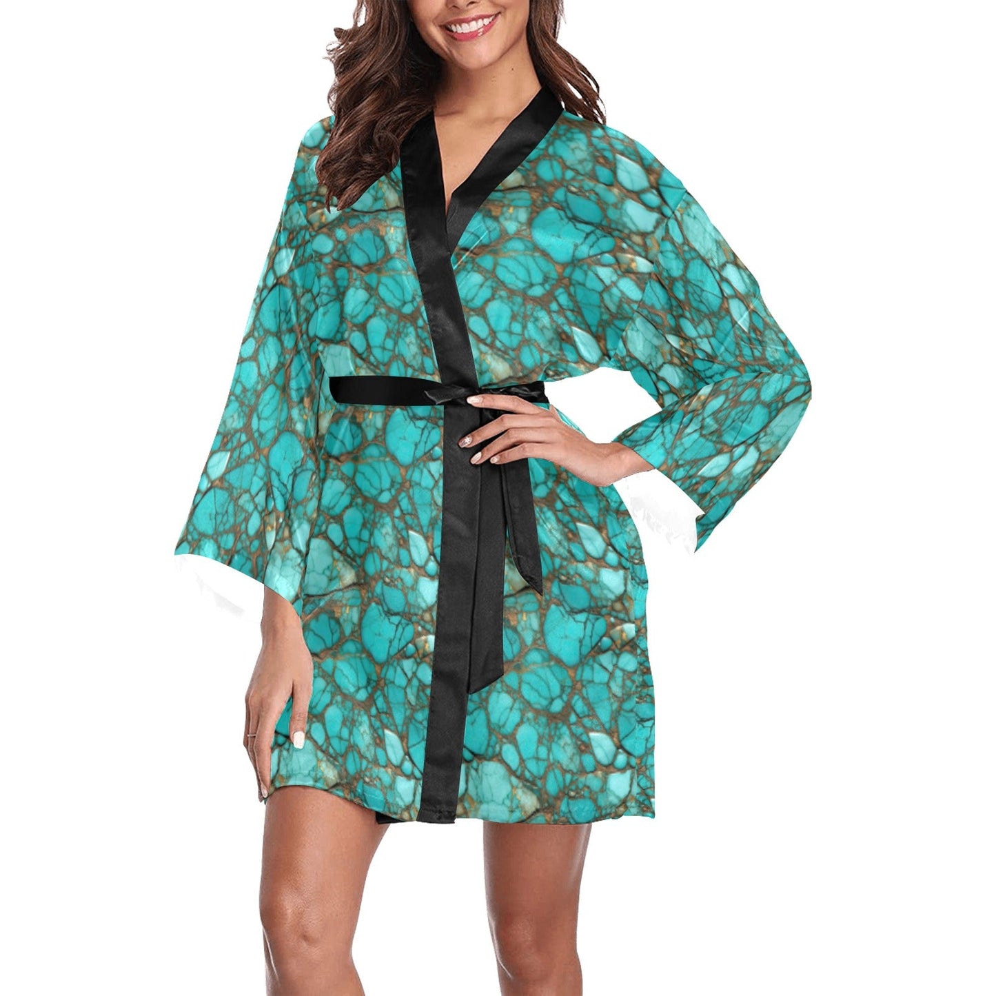 All Turquoise Women's Lounge Kimono Robe by Baha Ranch Western Wear