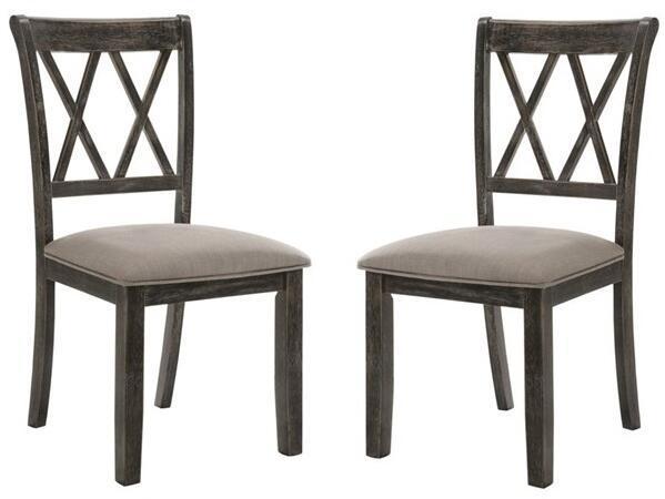 ACME Claudia II Side Chair (Set-2) in Fabric & Weathered Gray 71882