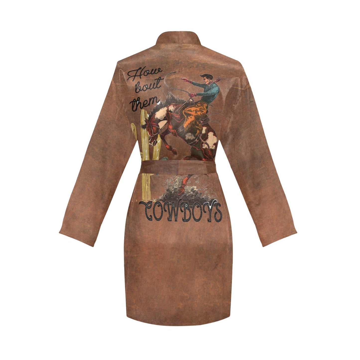 Them Cowboys Western Women's Long Sleeve Belted Satin Feel Dressing Lounge Robe by Baha Ranch Western Wear