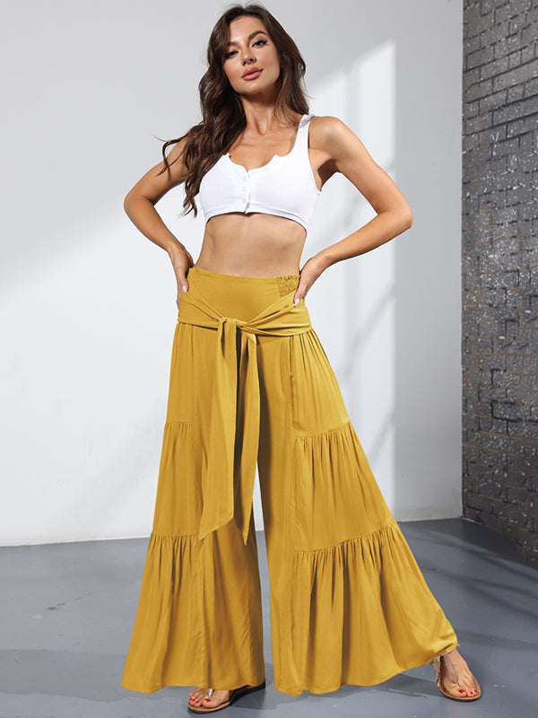 11 Colors Simple High Waisted Solid Color Casual Wide Leg Pants by migunica