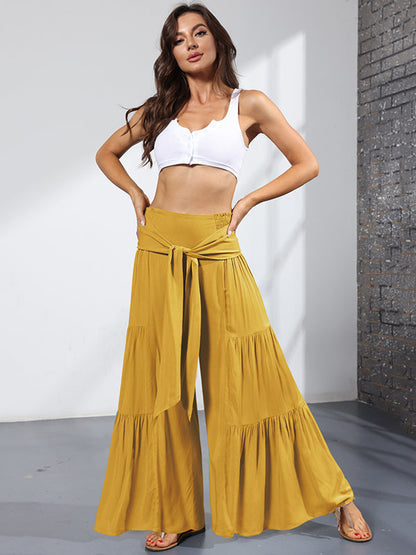 11 Colors Simple High Waisted Solid Color Casual Wide Leg Pants by migunica