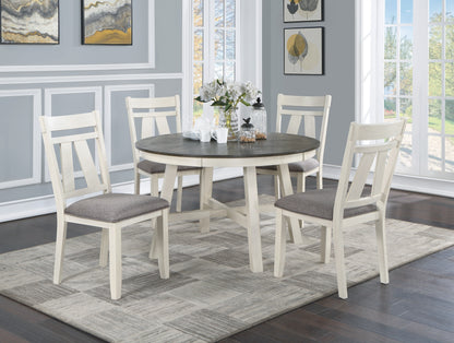 Dining Room Furniture Set of 2 Chairs Gray Fabric Cushion Seat White Clean Lines Side Chairs