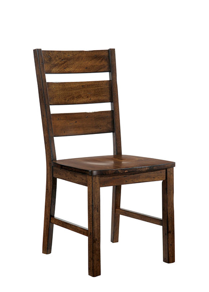 Walnut Finish Solid wood Industrial Style Kitchen Set of 2 Dining Chairs Slat Back Chairs