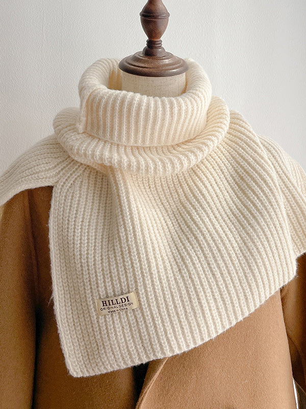 Winter Knitting Solid Color High-Neck Shawl&Scarf by migunica