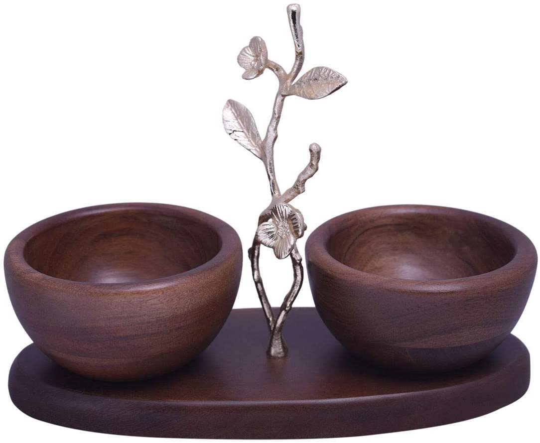 Acacia Wood Two Small Nut Bowls by Decozen