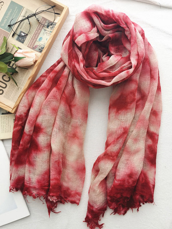 Vintage Tie-Dyed Fringed Scarf by migunica