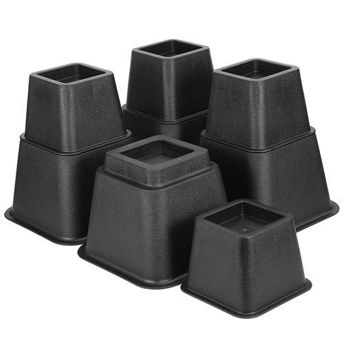 8Pcs Furniture Risers 500kg 1100lbs Capacity Bed Lifters Adjustable Couch Table Chair Risers - Black by VYSN