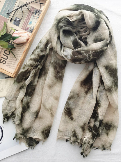 Vintage Tie-Dyed Fringed Scarf by migunica