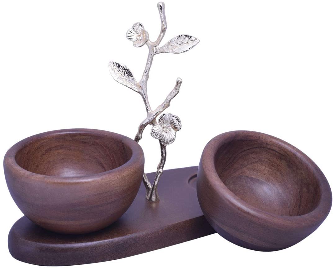 Acacia Wood Two Small Nut Bowls by Decozen