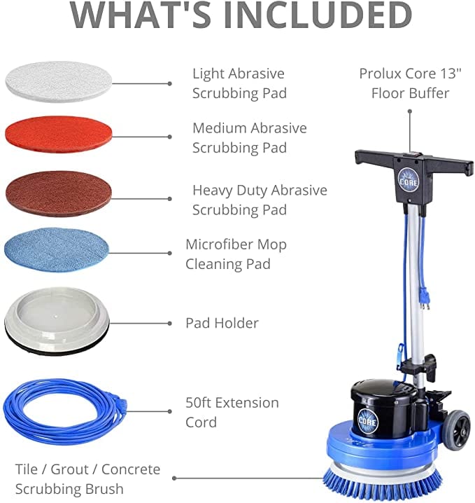 Prolux Core 13" Heavy Duty Commercial Polisher Floor Buffer Machine Scrubber and 5 Pads by Prolux Cleaners