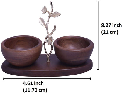 Acacia Wood Two Small Nut Bowls by Decozen