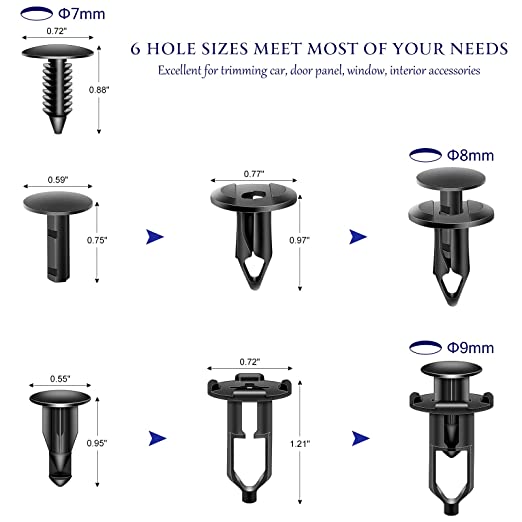 200 Pcs Push Bumper Fastener Rivet Clips, Universal Fender Plastic Retainer Clips #ns23 _mkpt by Js House