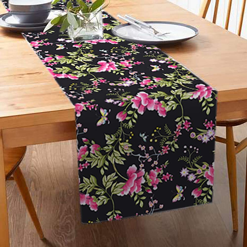 Printed Table Runner - Saku Black by Decozen