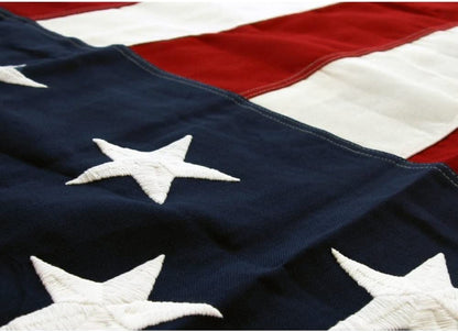 Pre Folded Memorial Flag American US Flag 5x9.5 Foot Heavy Duty Cotton For Veteran - Embroidered Stars and Sewn Stripes - 4 Rows of Lock Stitching - USA Flags with Brass Grommets comes pre folded by The Military Gift Store