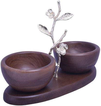 Acacia Wood Two Small Nut Bowls by Decozen