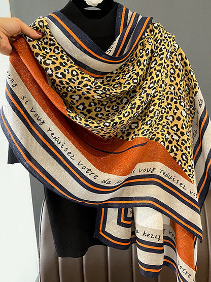 Vintage Ramie Cotton Leopard Printed Scarf by migunica