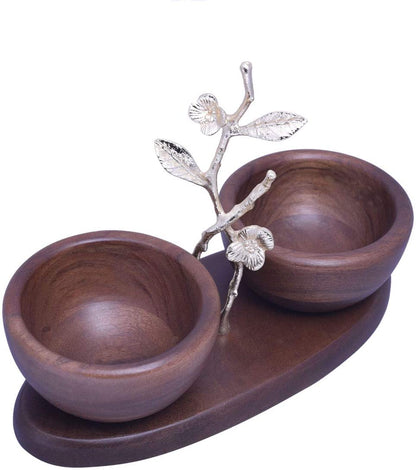 Acacia Wood Two Small Nut Bowls by Decozen