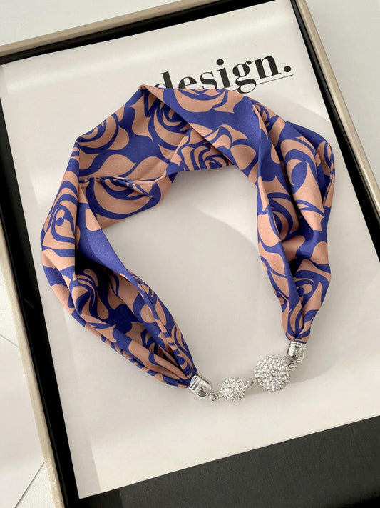 Rose Print Rhinestone Scarf by migunica