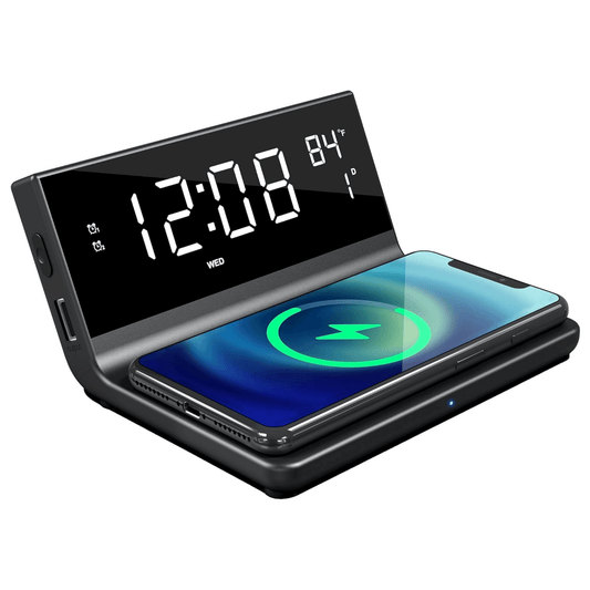 Supersonic Dual Alarm Clock with 2-in-1 Wireless Charger by Jupiter Gear Home