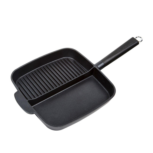 Nonstick 2-Section Grill & Griddle Skillet, 11" (28cm) - Black by VYSN