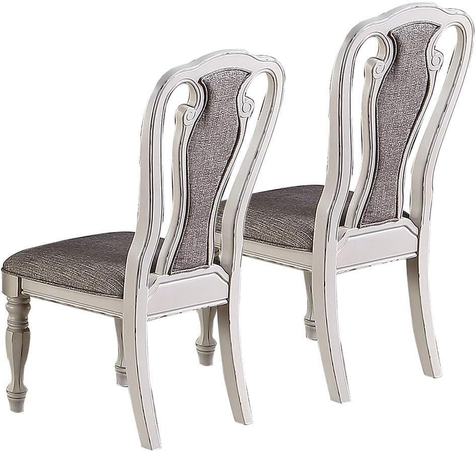 Set of 2 Dining Chairs Grey Upholstered Tufted unique Design Chairs Back Cushion Seat Dining Room