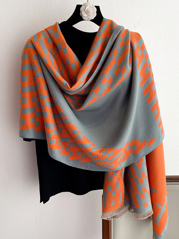 Vintage Printed Tasseled Imitated Cashmere Scarf by migunica