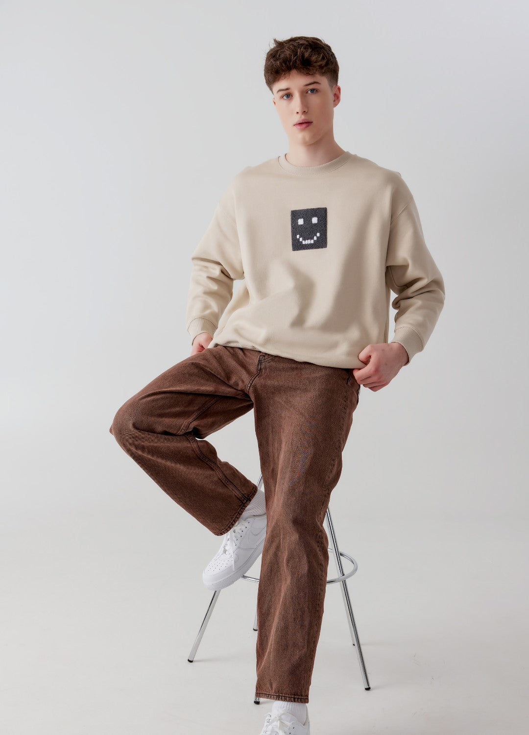 "Pixel" Taupe Sweatshirt by Amoo