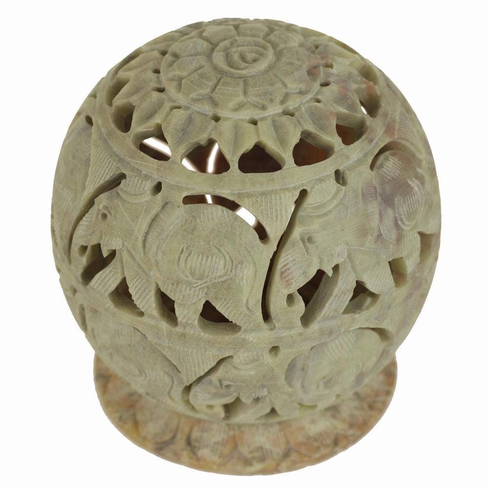 Soapstone Elephant Hand Carved Cone Burner & tea light Candle holder 3.5 inches by OMSutra