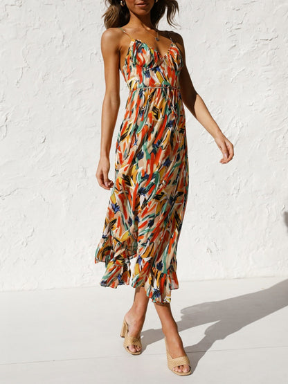 Printed Sleeveless Midi Cami dress by BlakWardrob