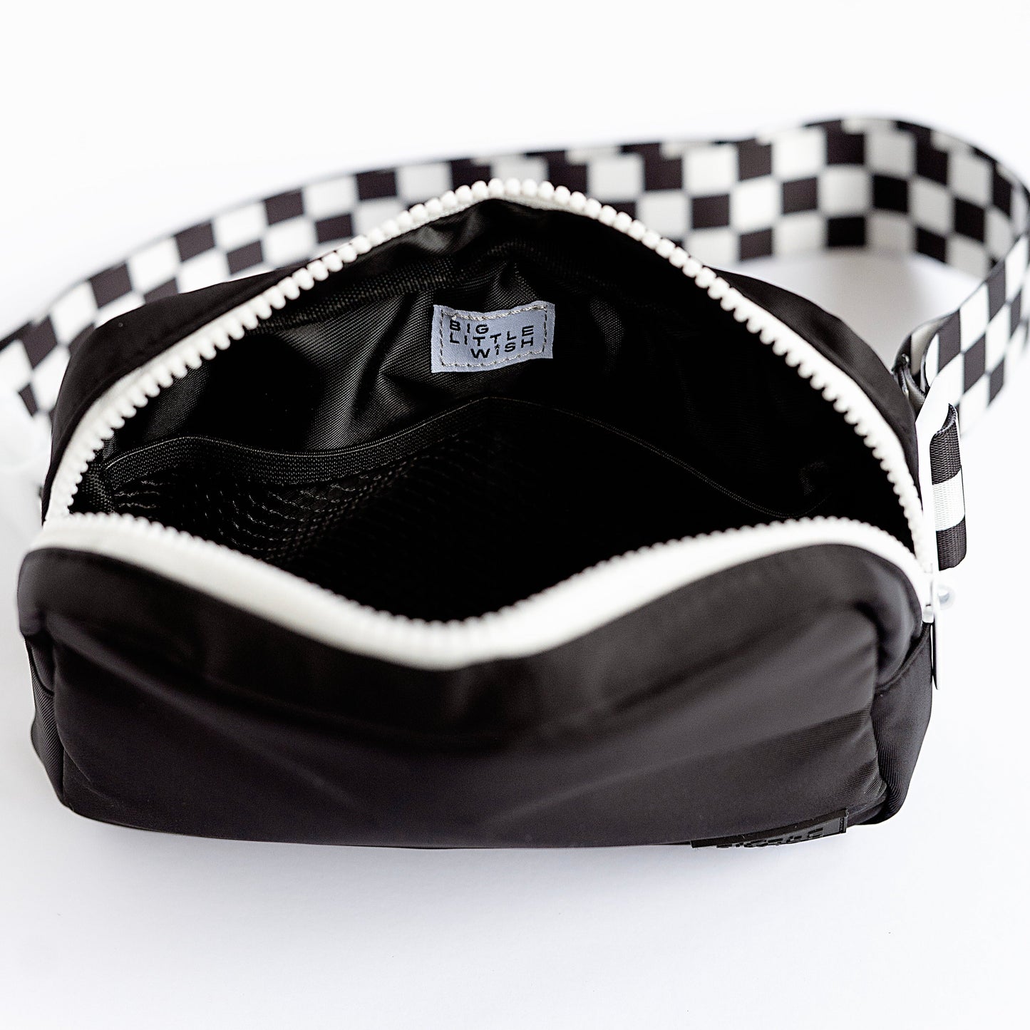 The City Bag- Adult Fanny Bag - Black with Checkered Strap by Big Little Wish