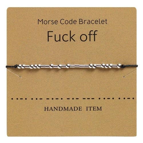 Morse Code Bracelet Silver Beads - F Off by Fashion Hut Jewelry