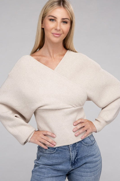 Viscose Cross Wrap Pullover Sweater by BlakWardrob