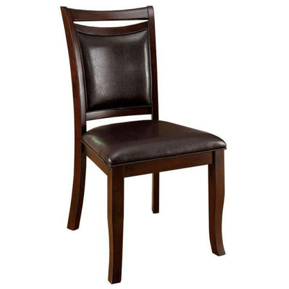 Transitional Dining Room Side Chairs Set of 2 Chairs only Dark Cherry / Espresso Padded Leatherette Seat