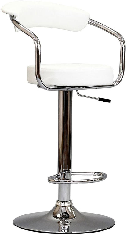 Contemporary Style White Color Bar Stool Counter Height Chairs Set of 2 Adjustable Swivel Kitchen Island Stools