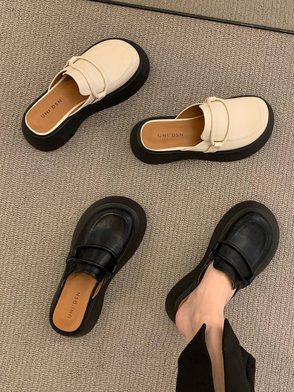 Round-Toe Loafers Platform Shoes Slippers&Mules by migunica