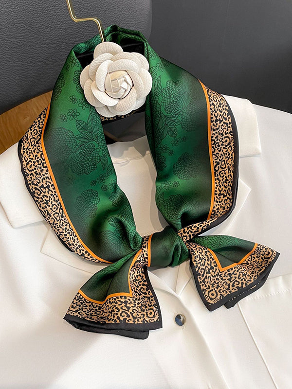 Urban Leopard Printed Silk Imitation Scarf by migunica