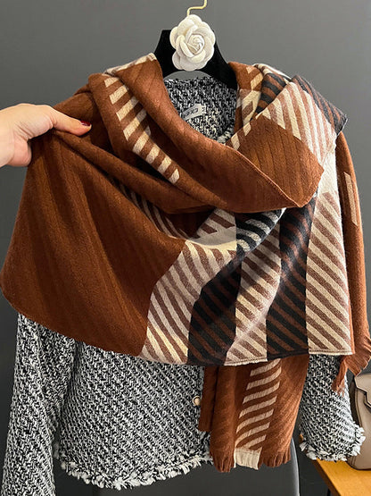 Urban Imitated Cashmere Stripped Warm Shawl&Scarf by migunica