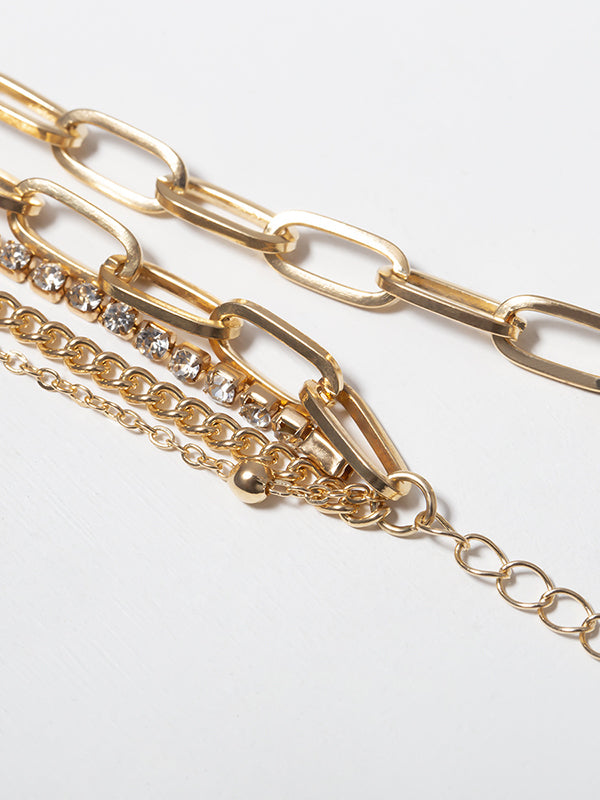 Original Simple Rhinestone Chains Bracelet by migunica