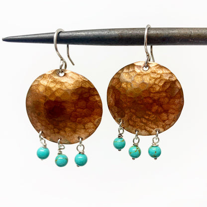 Full Moon Earrings with Turquoise Drops by Jennifer Cervelli Jewelry