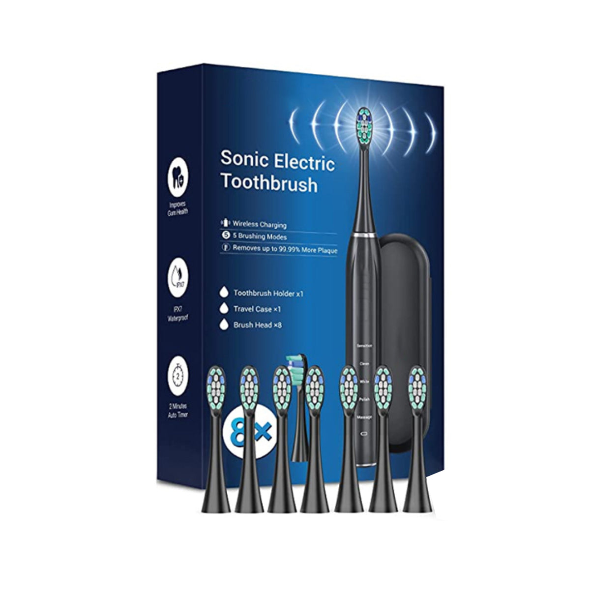 Smart Sonic Dental Care Toothbrush With 8 Brush Heads by VistaShops