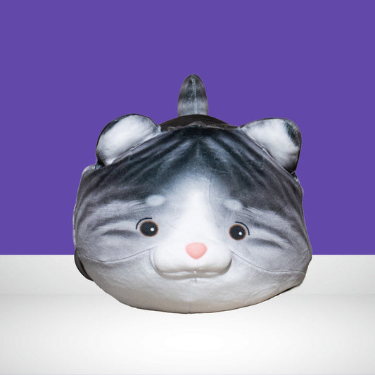 Whiskers - Bestselling Cat Plush Pillow (Grey) by Plushy Planet