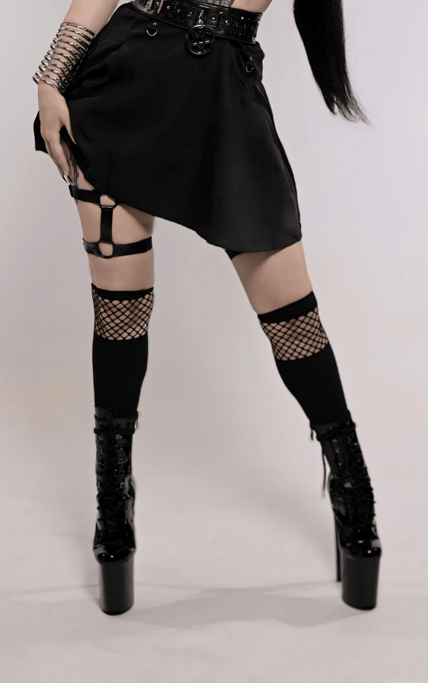 Noir Fishnet Knee Highs by The Cursed Closet