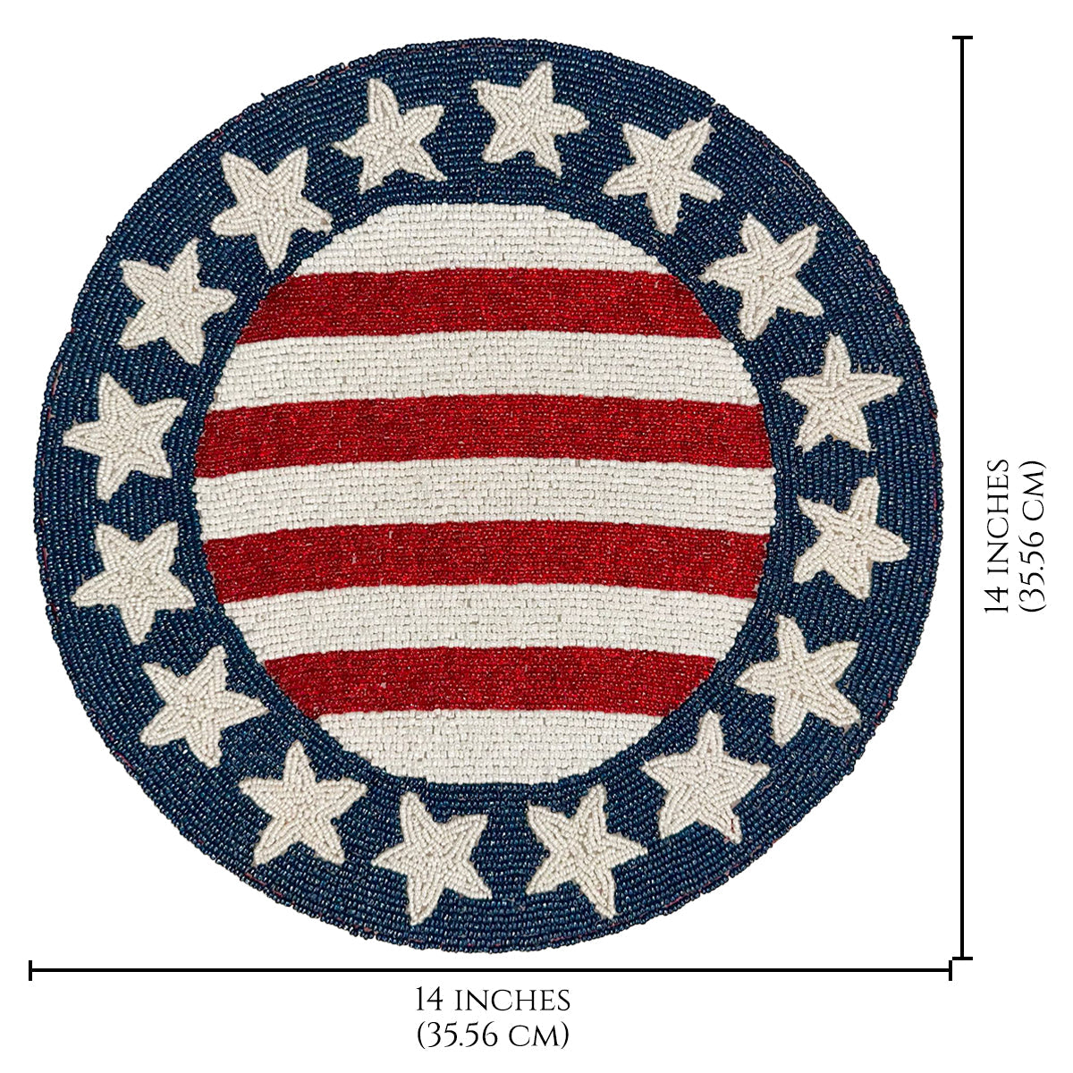 USA Flag Round Beaded Placemats - Set of 2 by Decozen