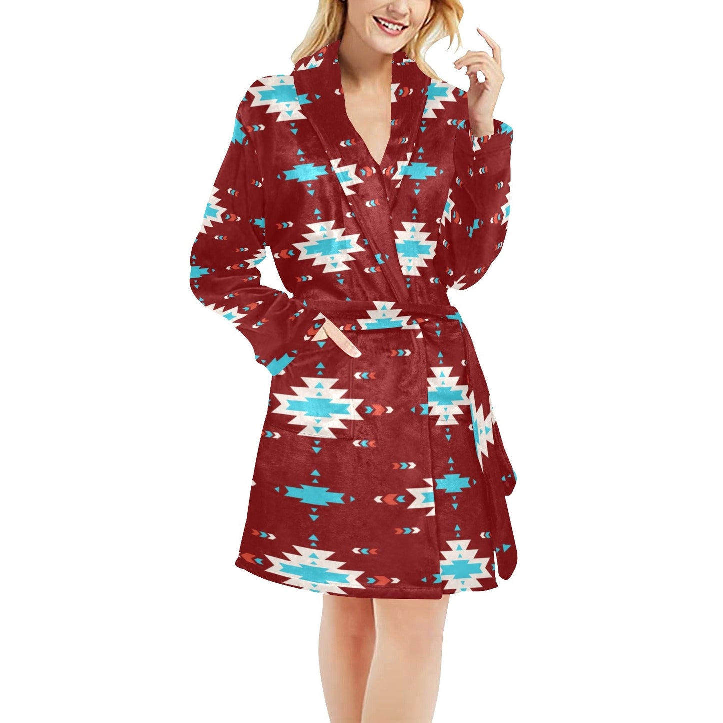 Burgundy Aztec Women's Western Bath Robe by Baha Ranch Western Wear