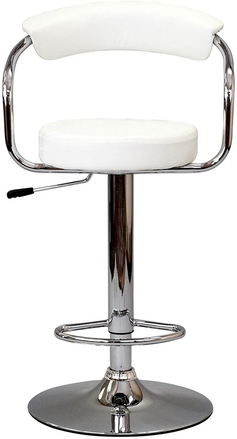 Contemporary Style White Color Bar Stool Counter Height Chairs Set of 2 Adjustable Swivel Kitchen Island Stools