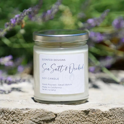 Sea Salt and Orchid Soy Candle - 7oz Glass Jar by Scented Designs Candle Company