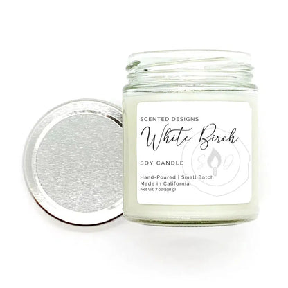 White Birch Soy Candle - 7oz Glass Jar by Scented Designs Candle Company