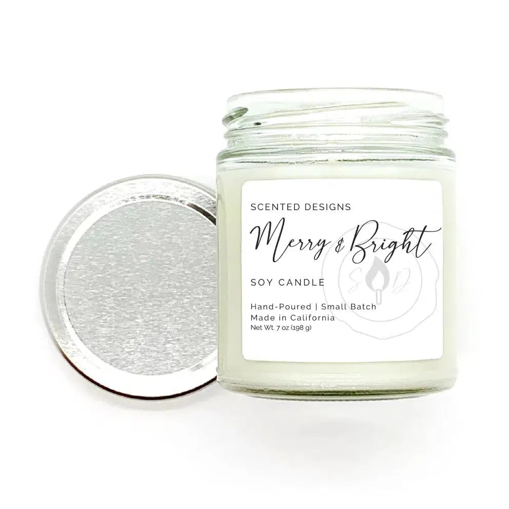 Merry & Bright Soy Candle - 7oz Glass Jar by Scented Designs Candle Company