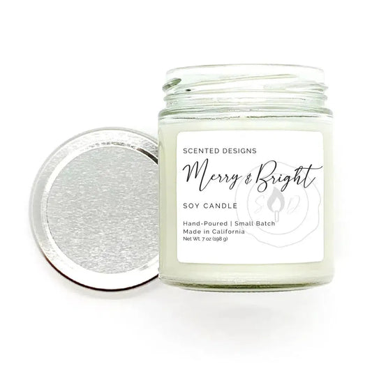 Merry & Bright Soy Candle - 7oz Glass Jar by Scented Designs Candle Company