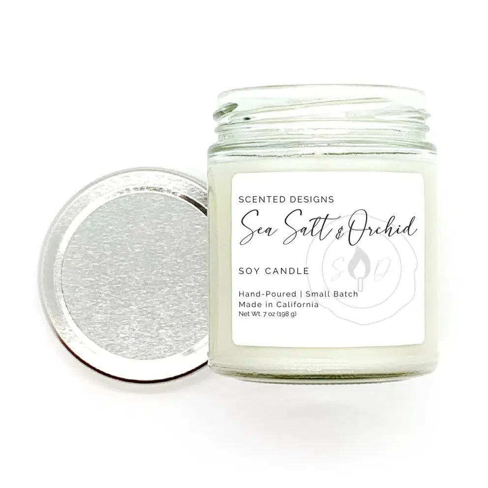 Sea Salt and Orchid Soy Candle - 7oz Glass Jar by Scented Designs Candle Company